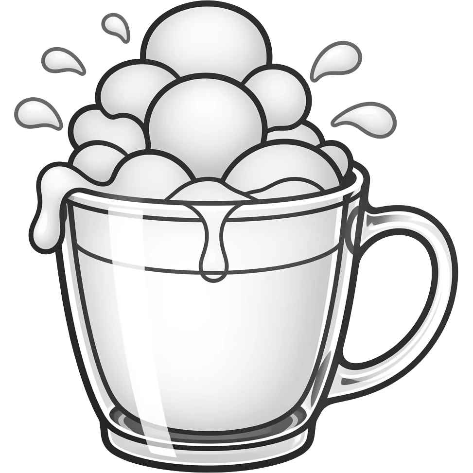Overflowing cup sketch outline emoji