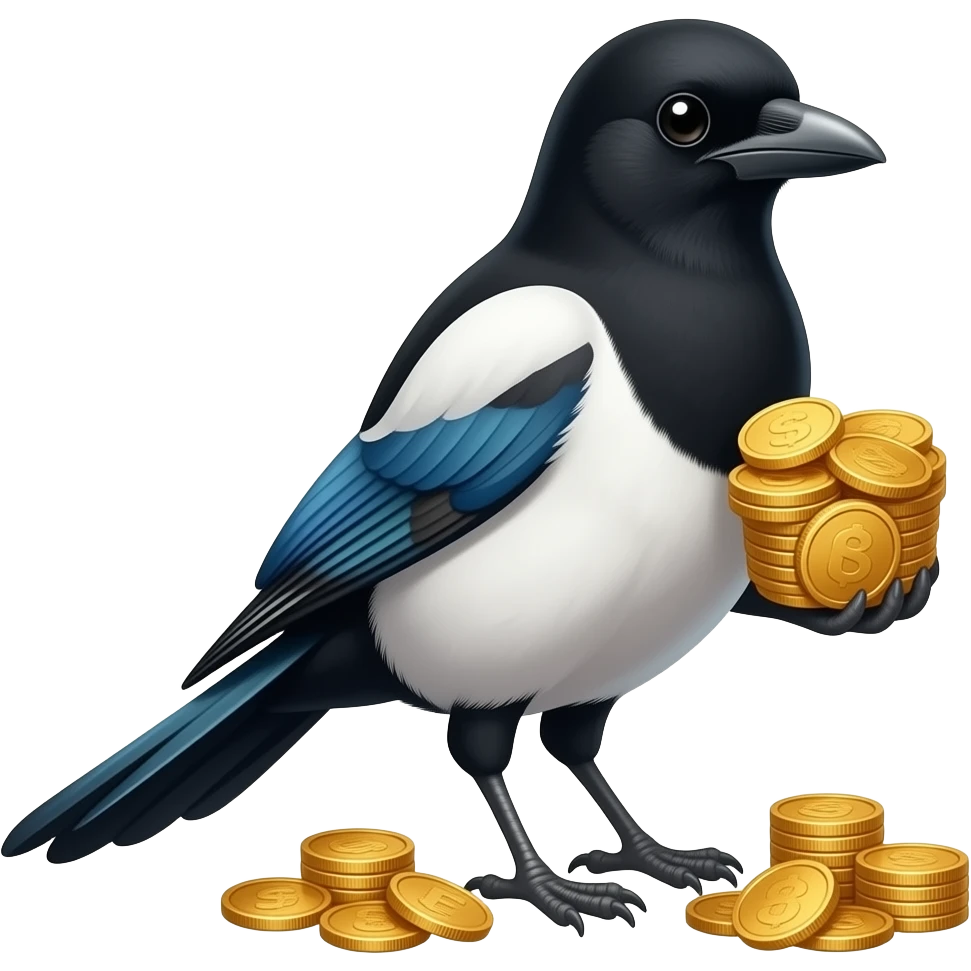 magpie building wealth emoji