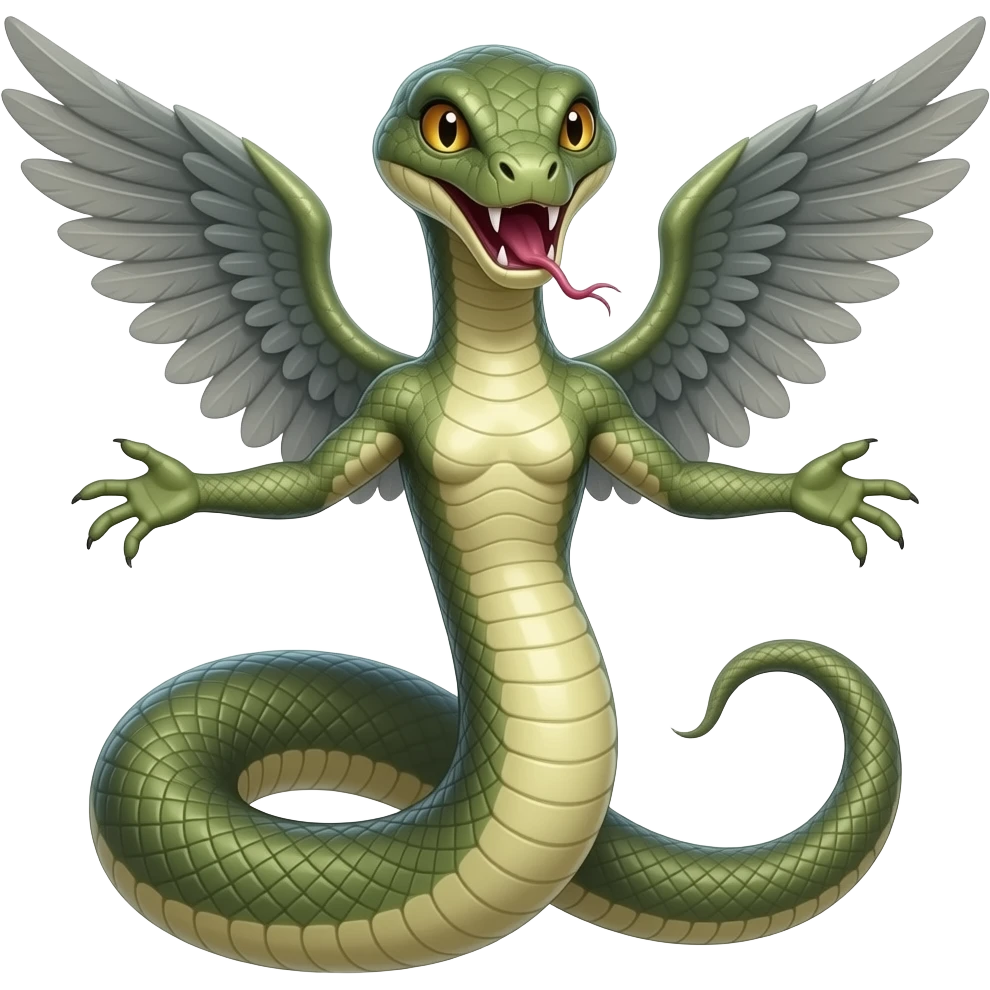 serpent with wings and arms and another head in her tail emoji