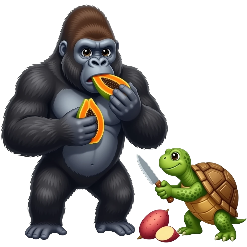 🐢🔪🍠🦍 yum papaya emoji
