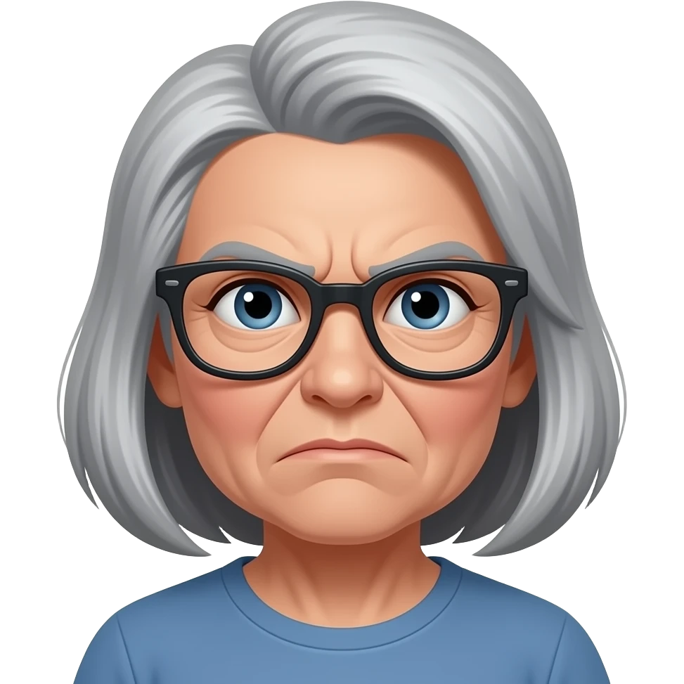 old angry women wear glasses emoji