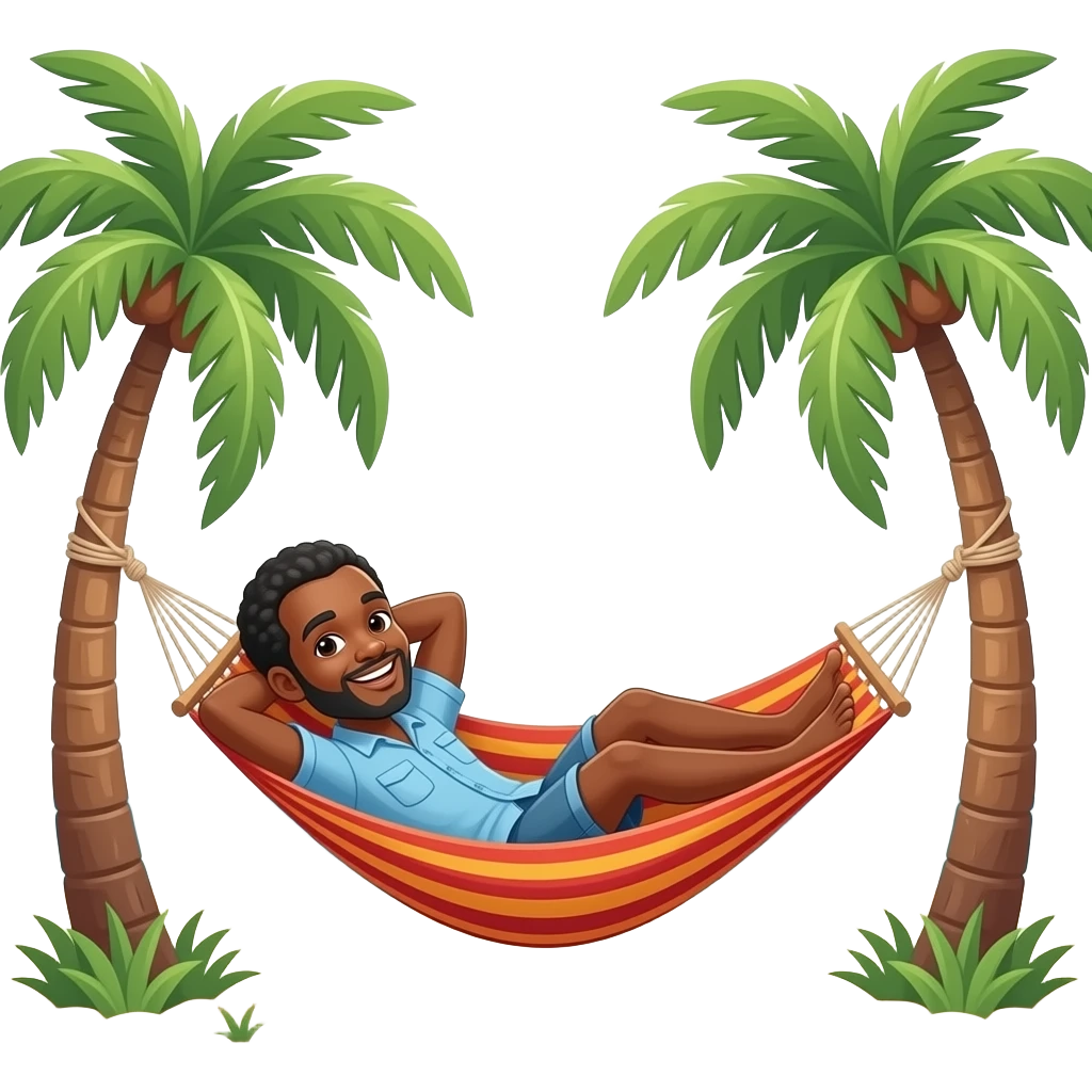 Black man with gray gain in a fun image hammock emoji