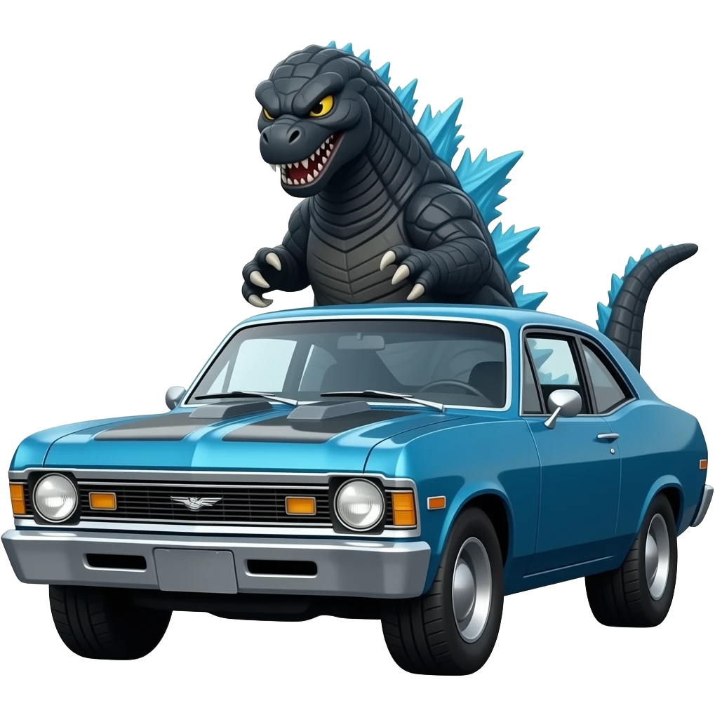 GODZILLA DRIVING CHEVY II NOVA emoji