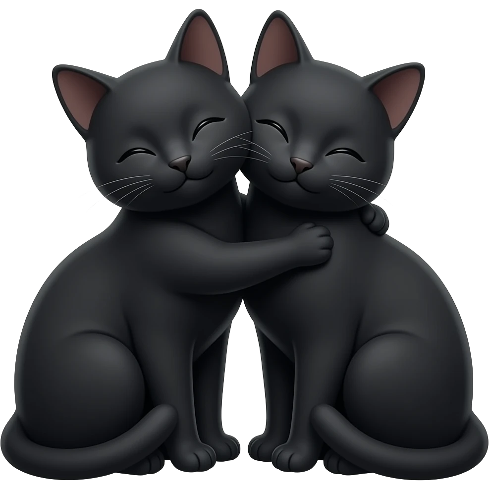 two black cats cuddling with each other emoji