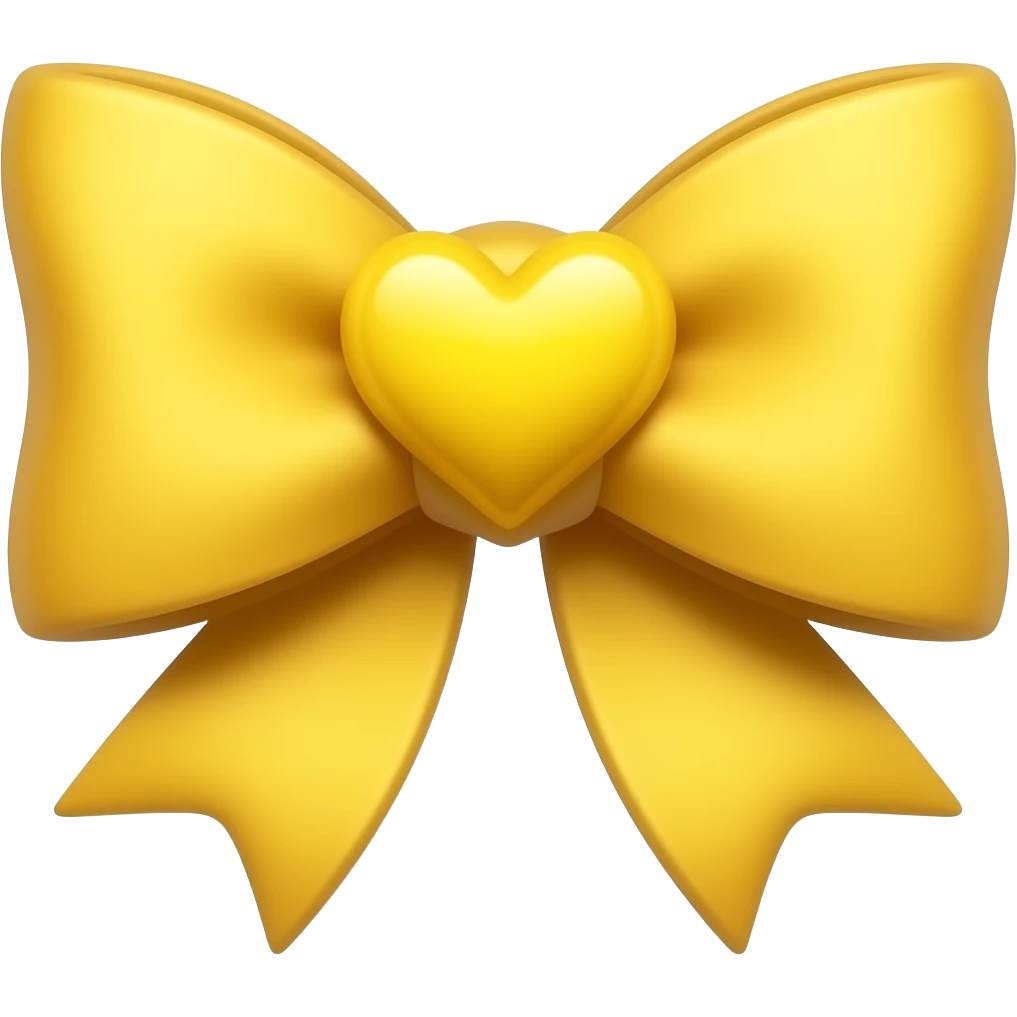 Yellow bow with yellow heart White background emoji