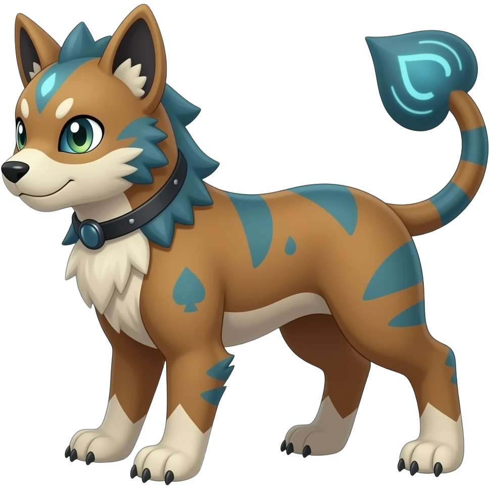 Digitigrade elemental realistic pretty elegant sleek shiny patterned quadrupedal Randomly patterned Shinx-Pyroar-Houndour-Arcanine-Electrike-animal-hybrid, full body, with an imp-spade-tip-tail emoji