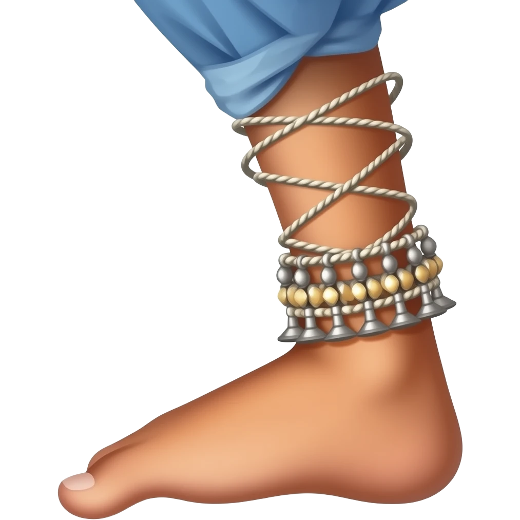 i dont need a sticker i need an emoji that can be used in our regular chats, draft me the emoji of a leg in a dance position wearing alta and ghungroo emoji