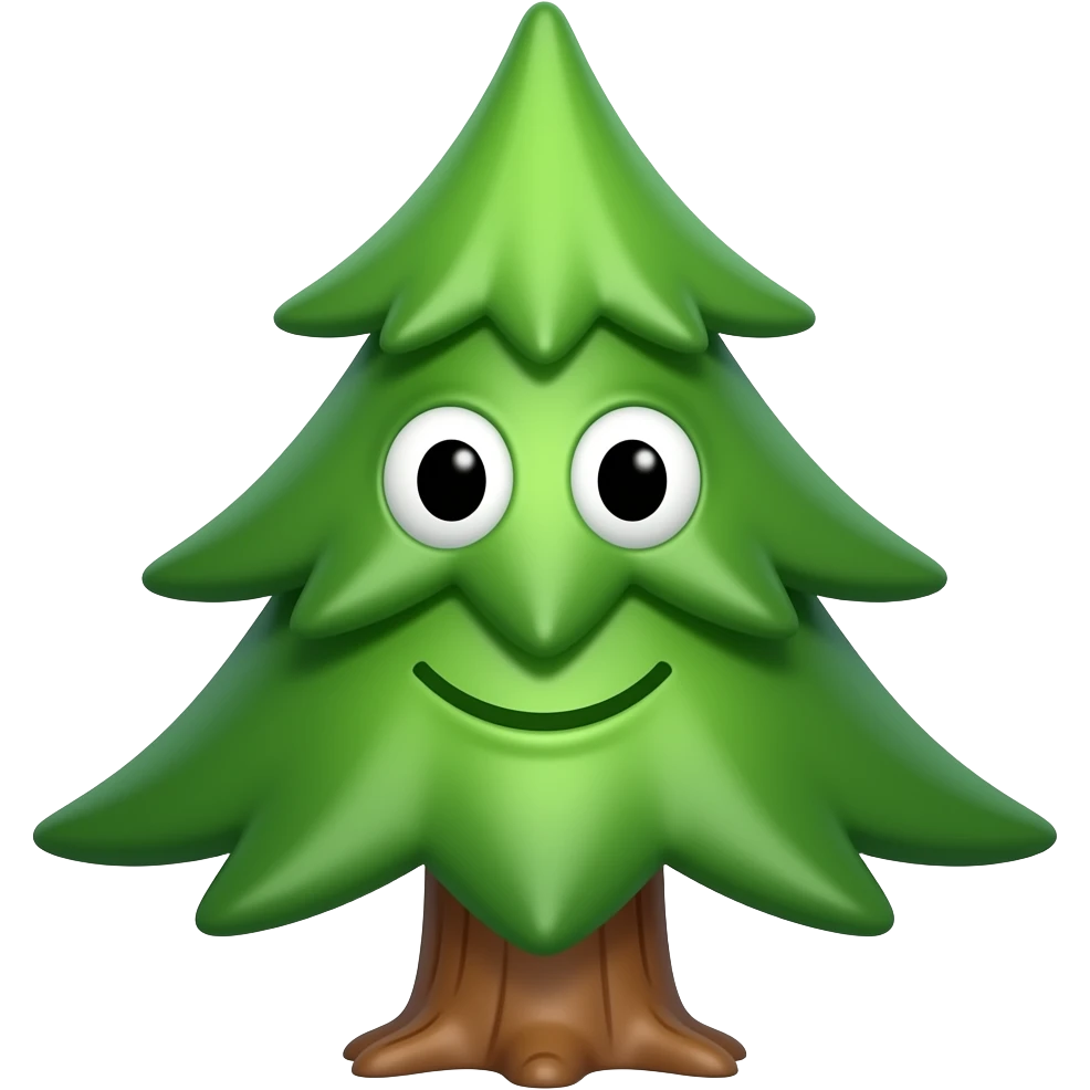 happy green pine with eyes emoji