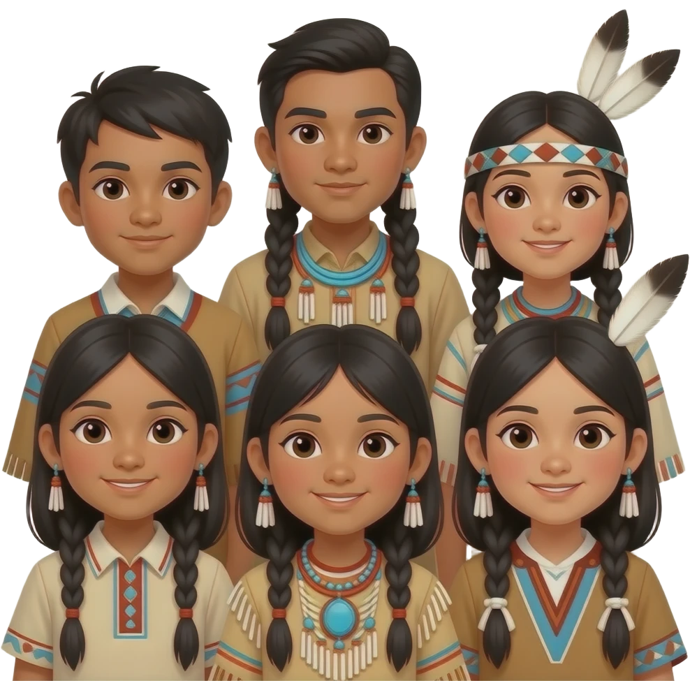 Native American group of children emoji