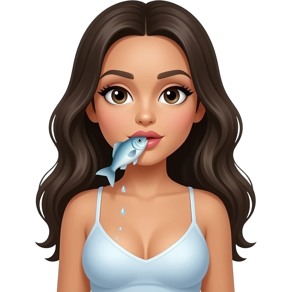 ariana grande with a fish sucking her boobie emoji