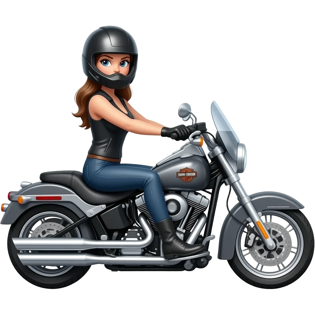 Harley Davidson dark grey road glide with woman riding emoji
