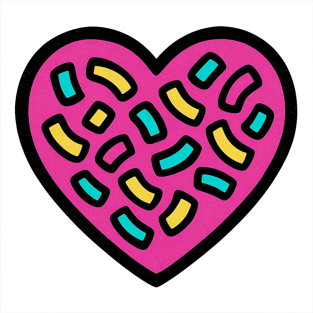 heart with a confetti fill, digital illustration style emoji