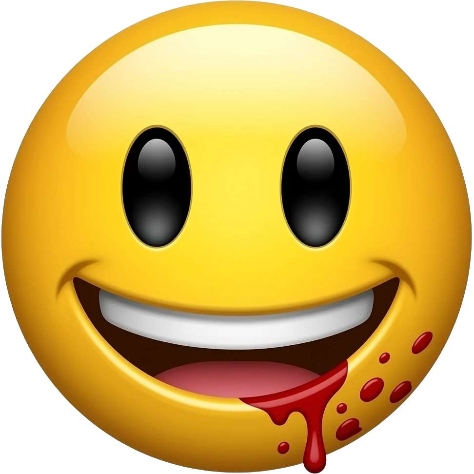 Crazy emoji smiley face with ublood splatter emoji