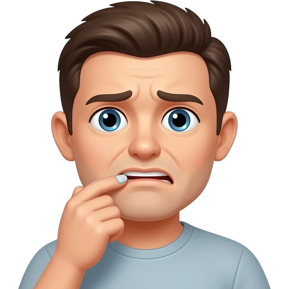 personnage emoji qui se ronge les ongles et est stressé emoji