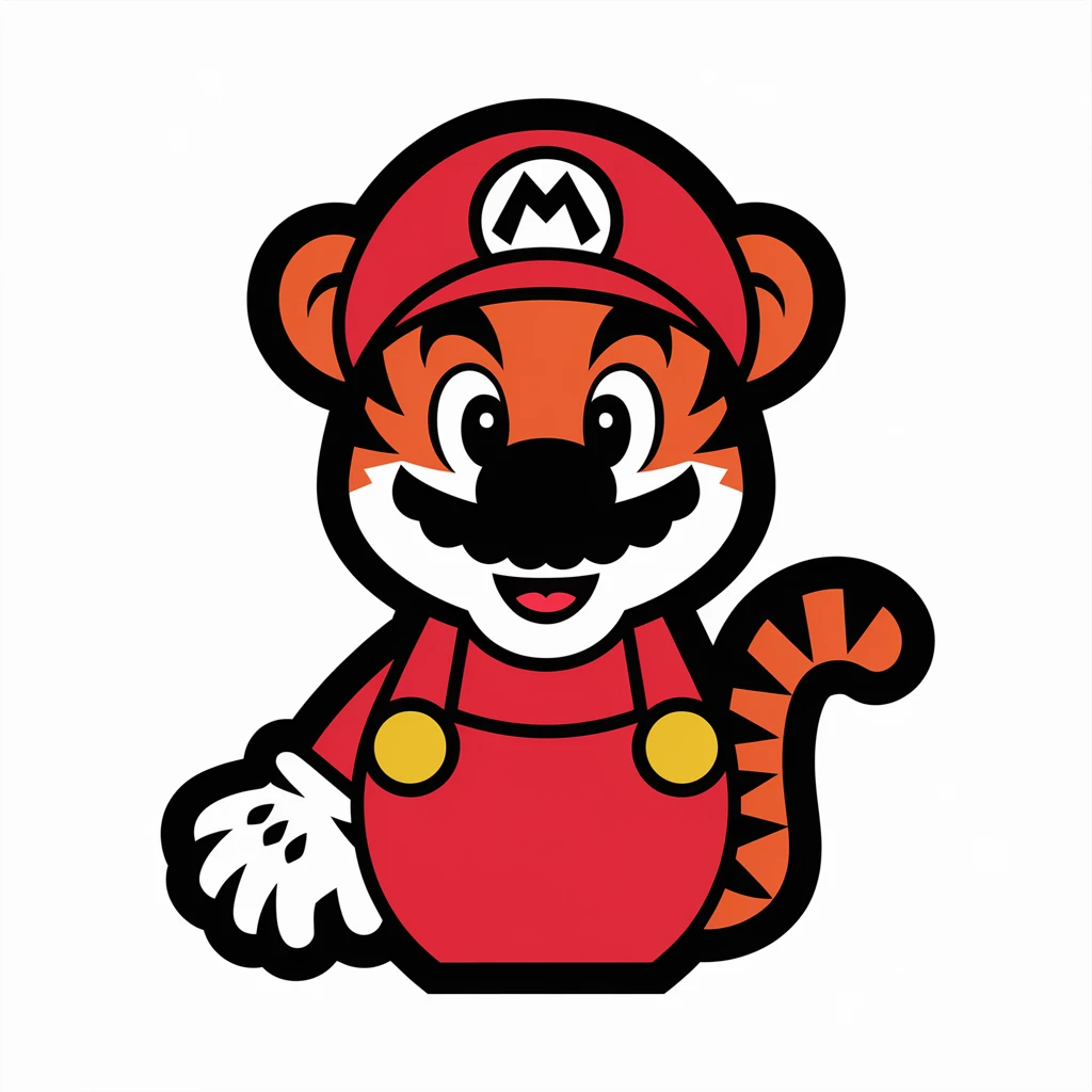 Tiger Mario icon black silhouette emoji