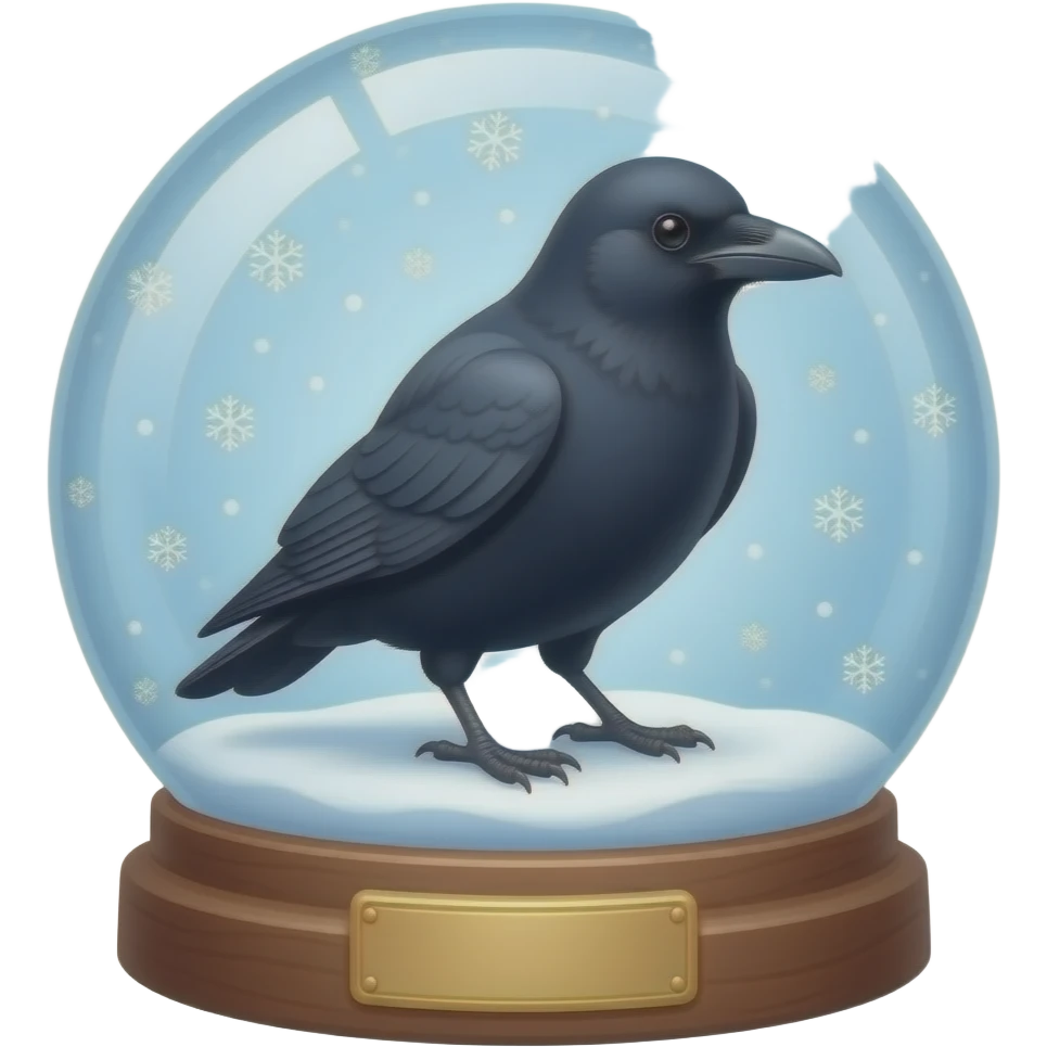 Crow in snowglobe emoji
