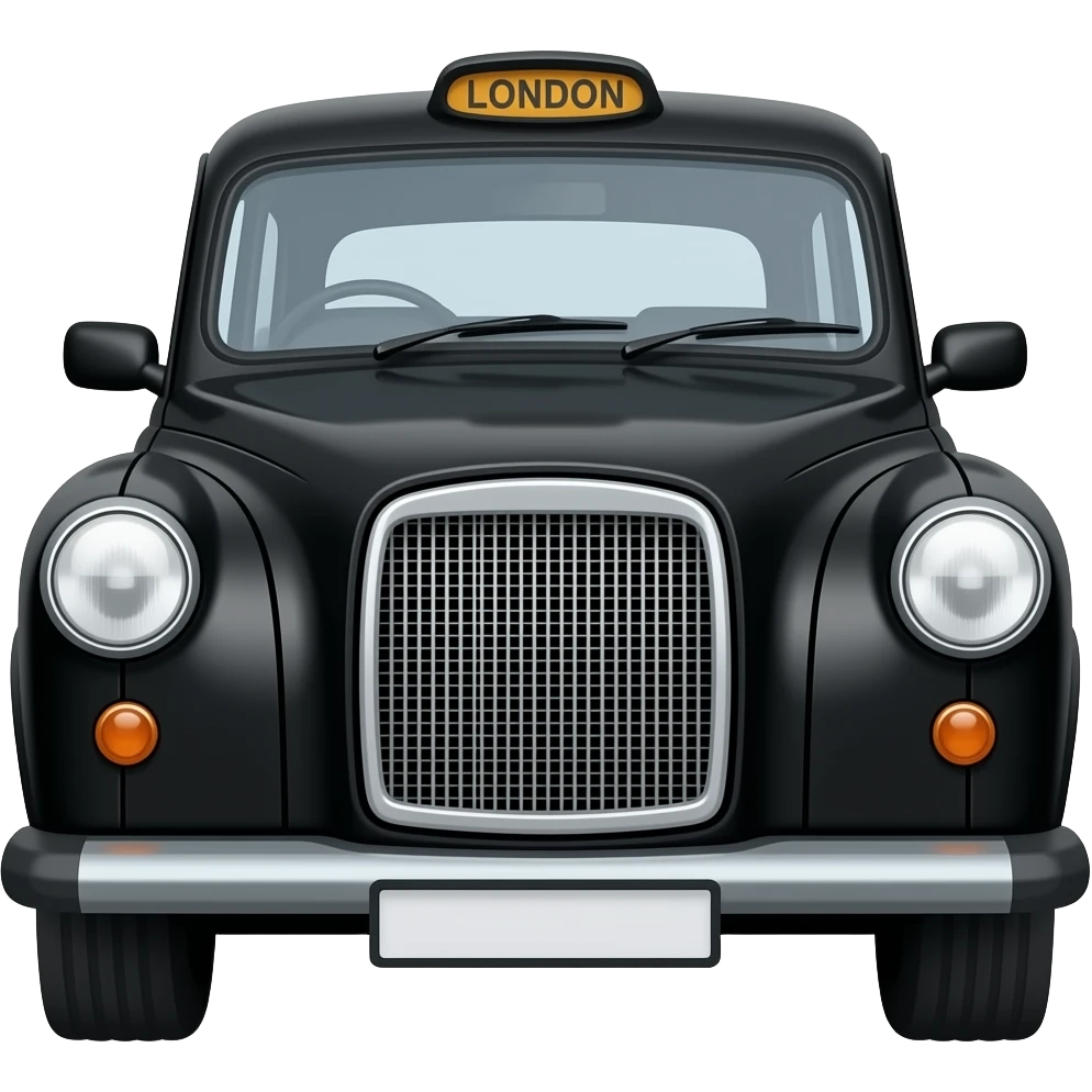 Elegant Classic London black cab,iconic taxi look emoji