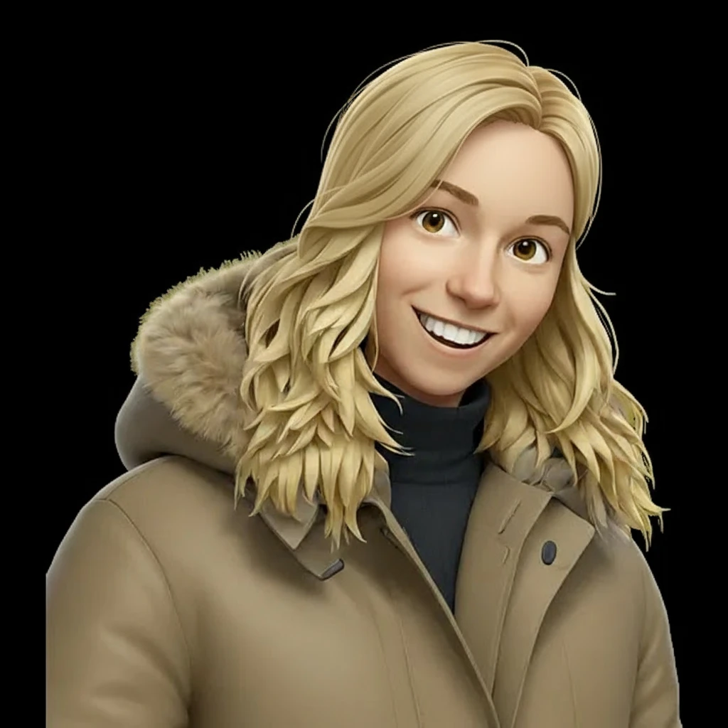 нарисуй точно такую же девушку, но без шапки, без фона  emoji