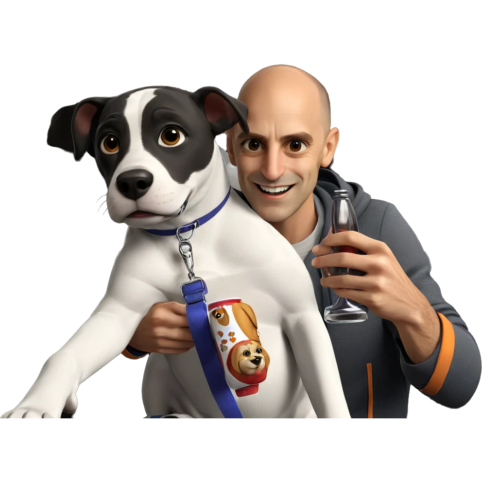 happy boy with dog cup emoji