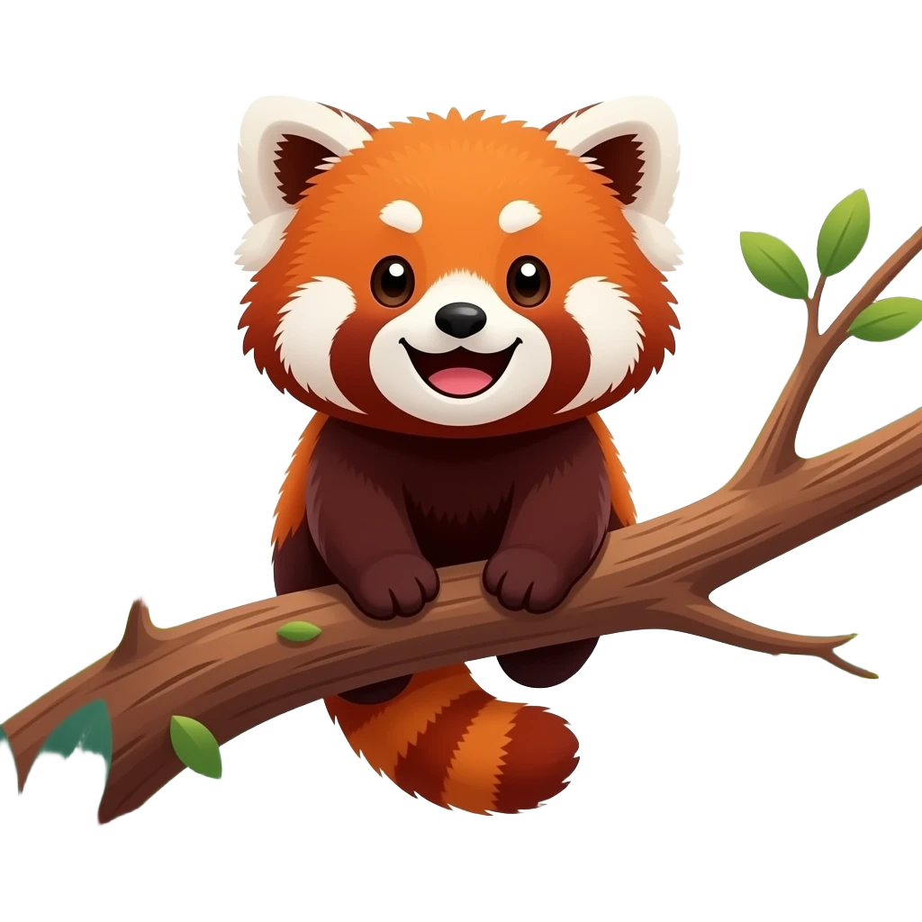 Happy red panda, cartoon emoji