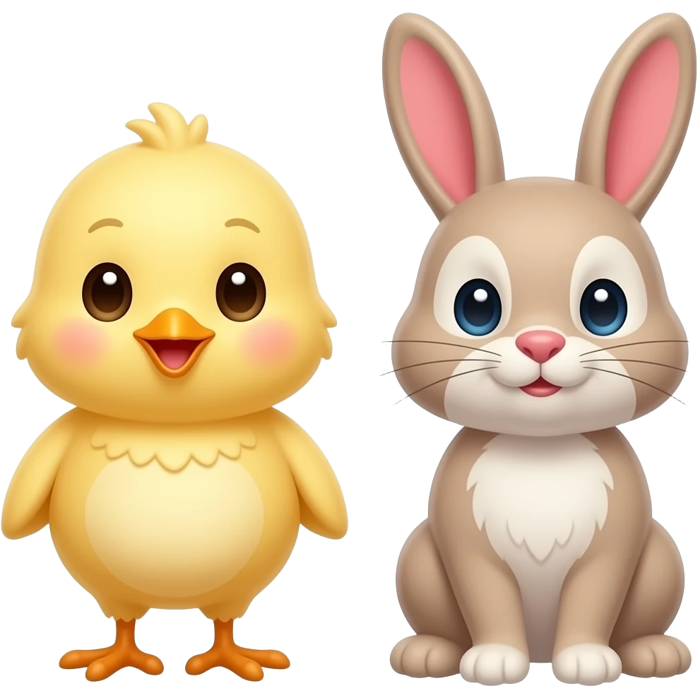 Easter chick and easter bunny emoji