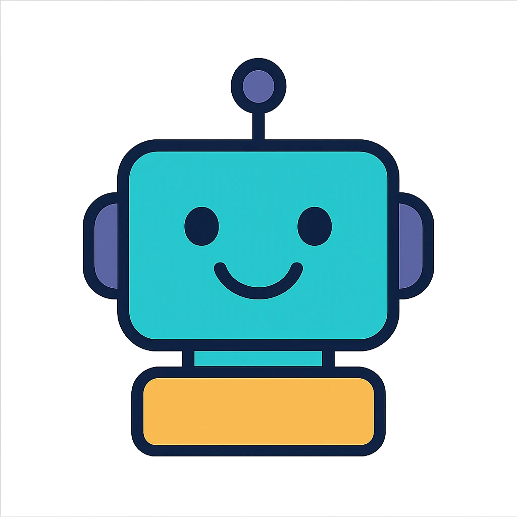 friendly AI chatbot emoji, simple face, digital vibe, text style, minimal lines emoji