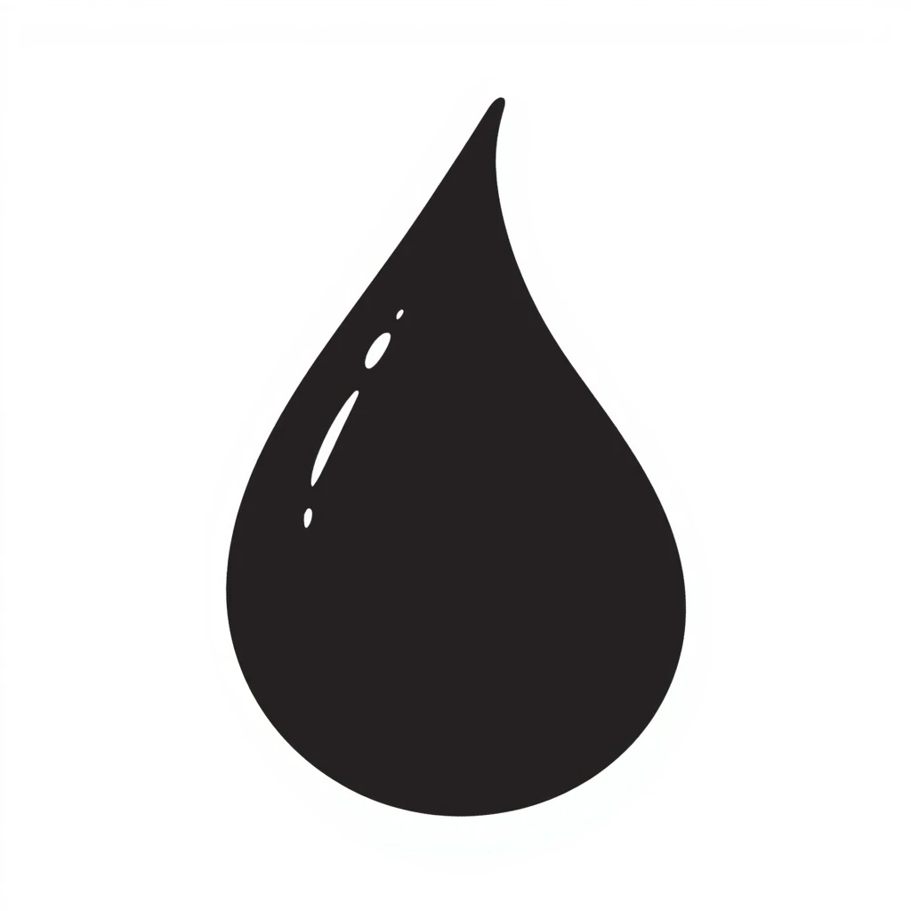hand-drawn black outline teardrop, minimal emoji