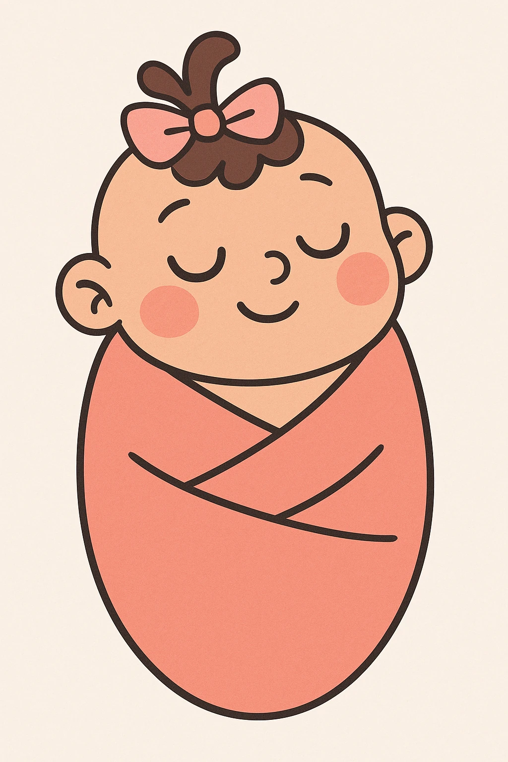 a baby girl swaddled in a blanket, eyes closed, serene expression, minimal background emoji