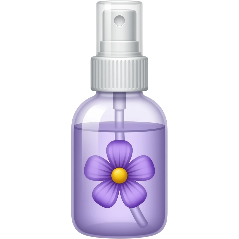 Thin see through Light purple spray bottle with lavender flower label emoji