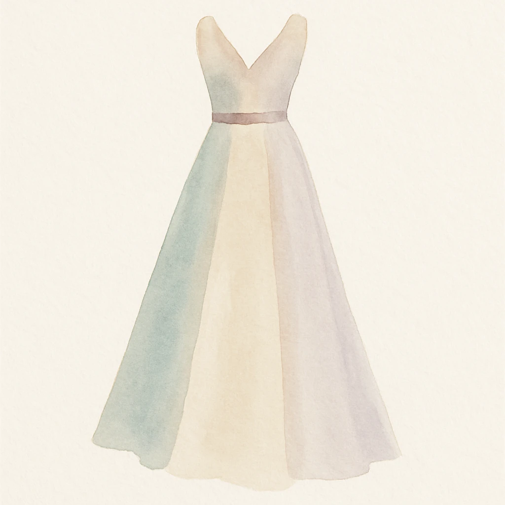 a dress, elegant and flowing, watercolor style emoji