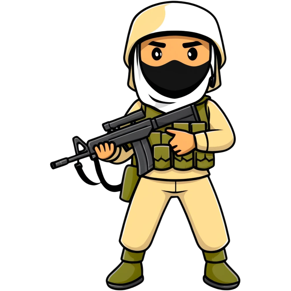 Saudi Arabian soldier in combat gear emoji