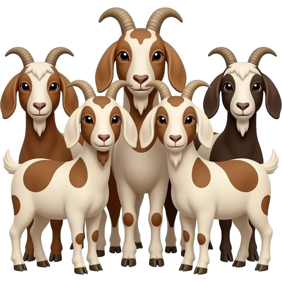 hazme seis cabras juntas con manchas marrones emoji