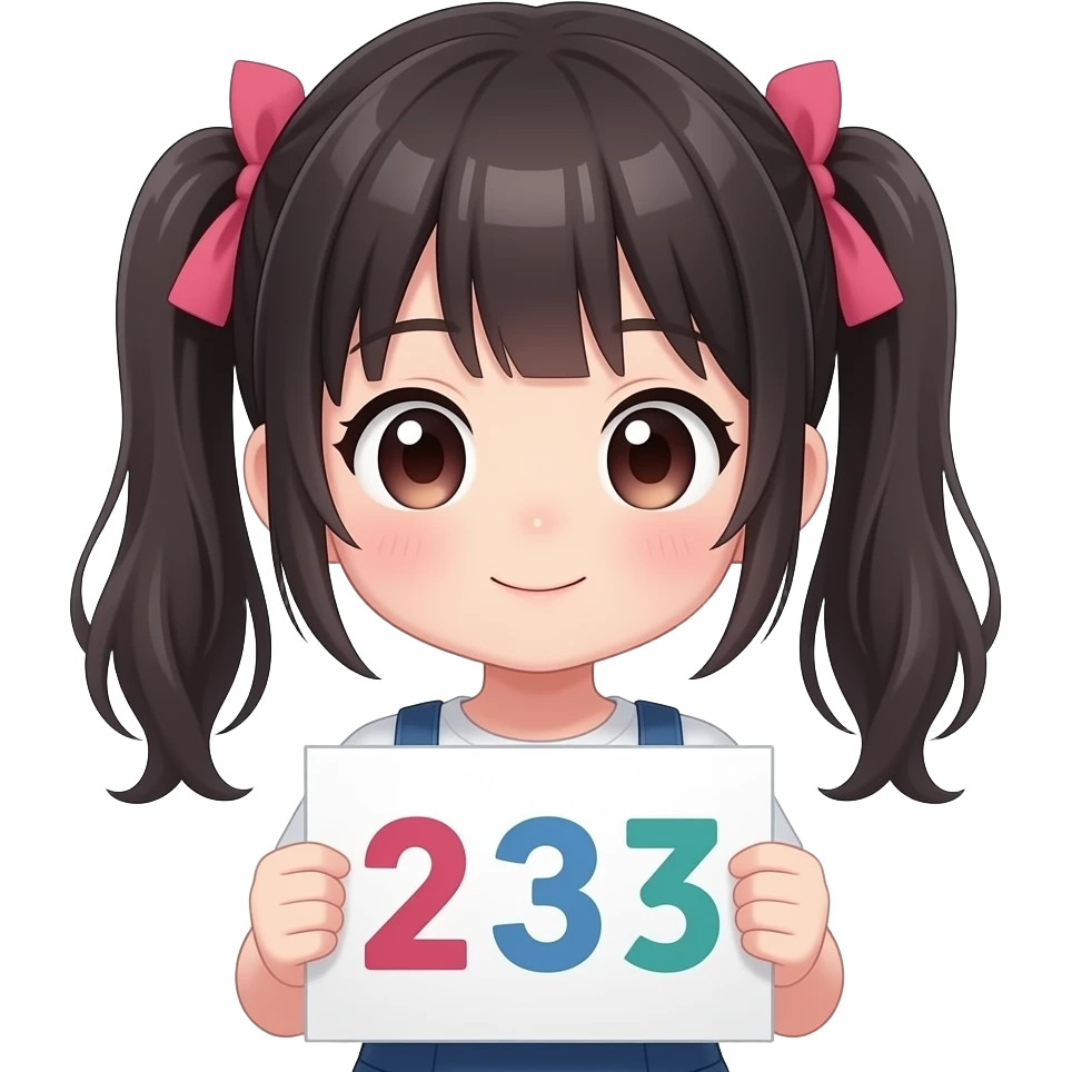 cute Anime girl holding a sign with numbers emoji emoji