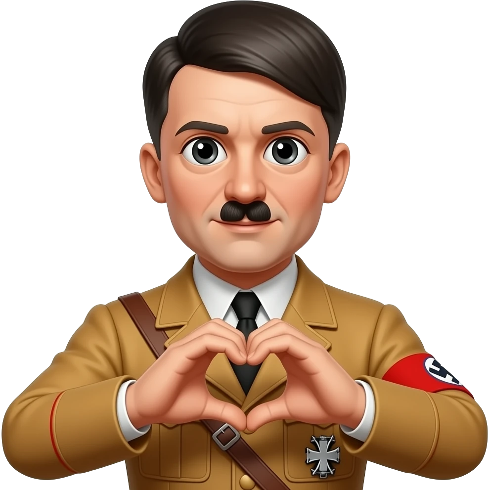 Hitler doing heart with hands emoji
