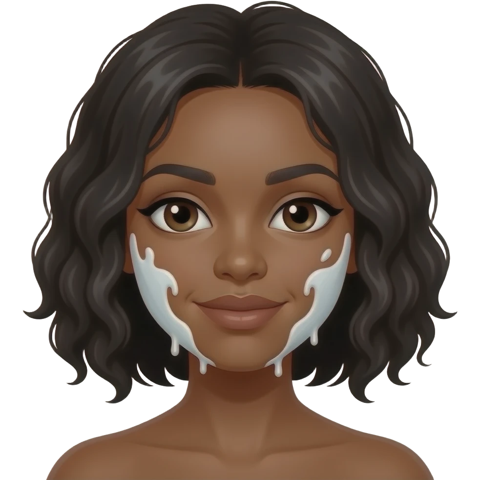 Black woman with white slime on face emoji
