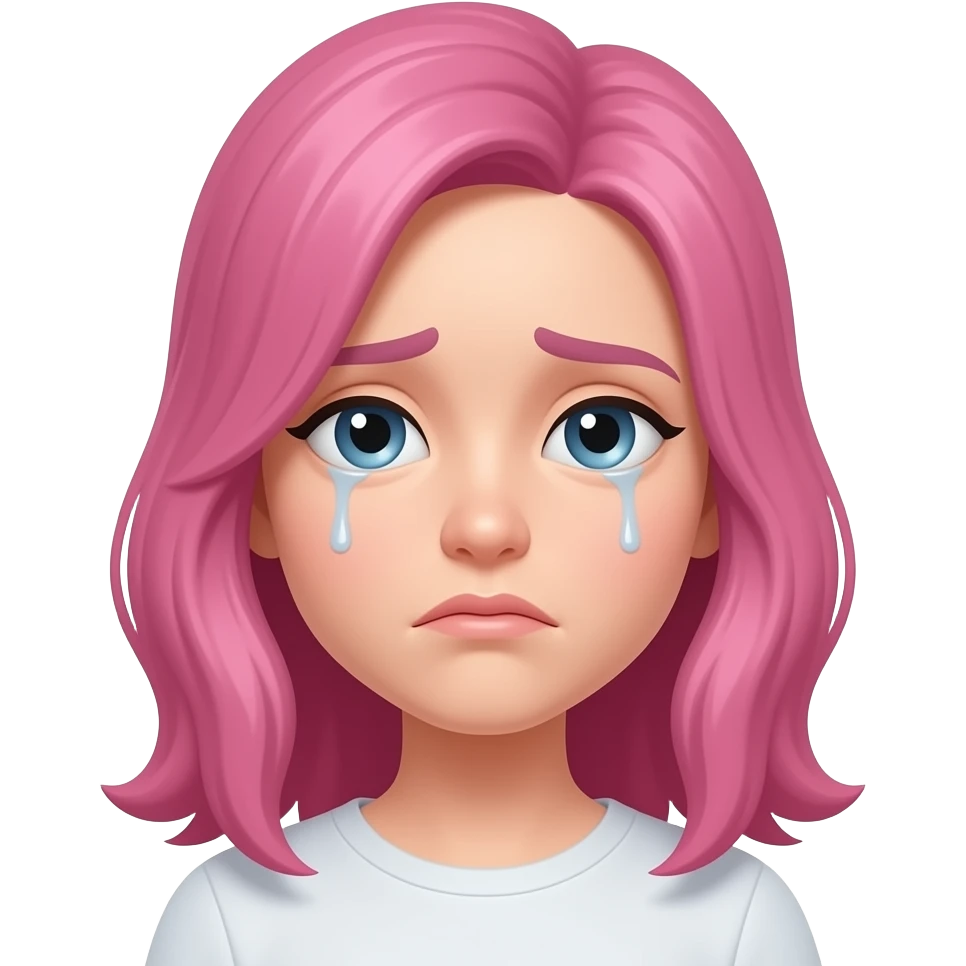 Sad woman with pink hair emoji