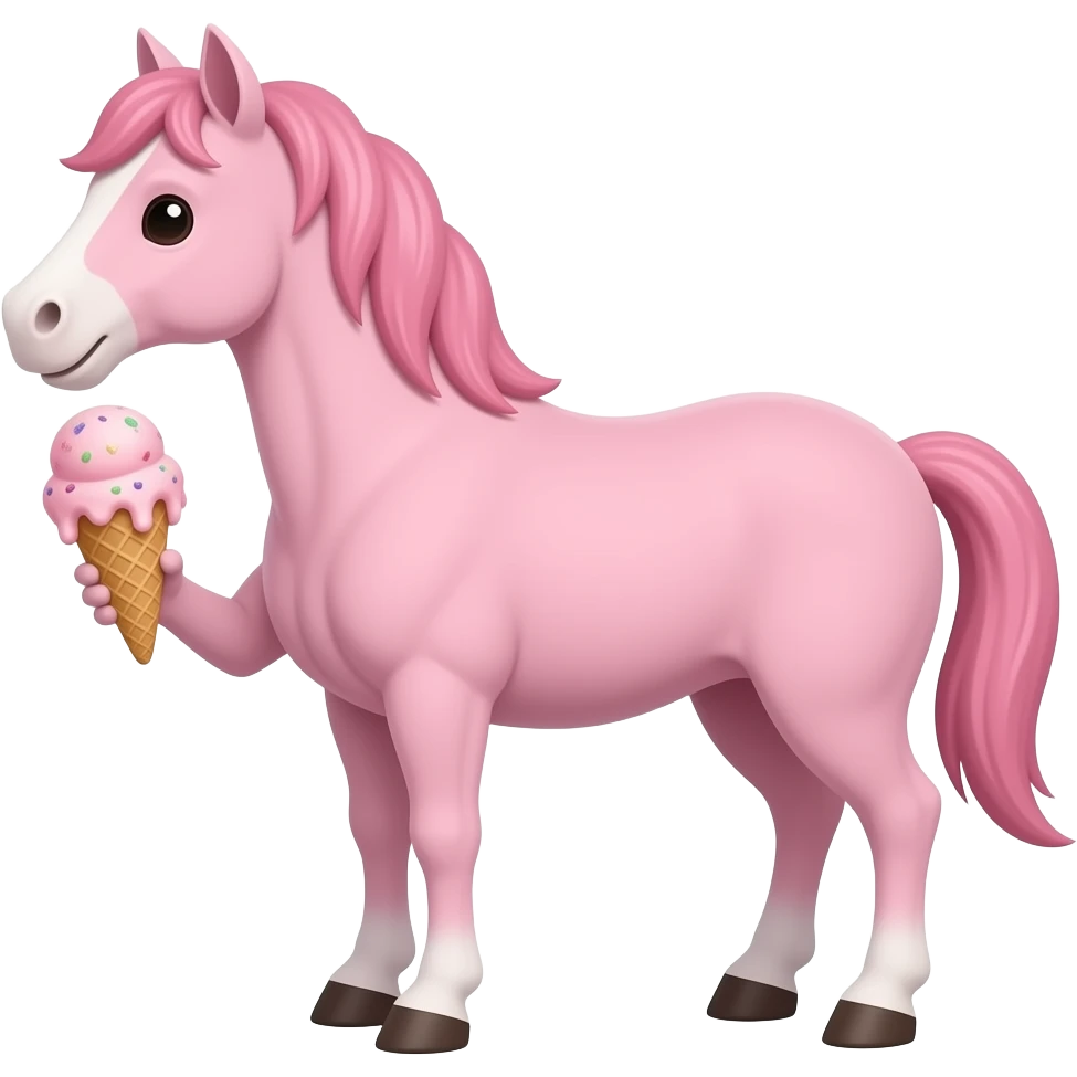 caballo rosado con helado emoji