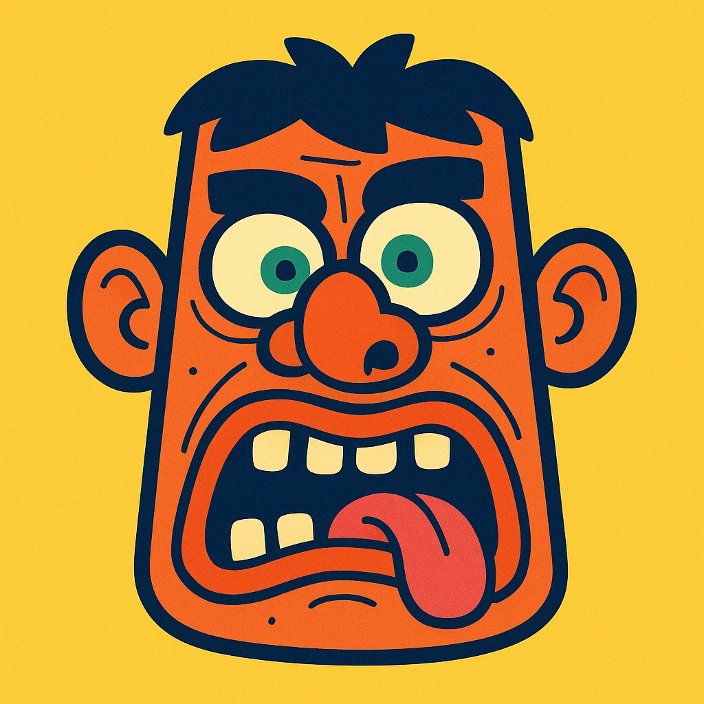 ugly face, cartoonish, exaggerated features, playful style emoji