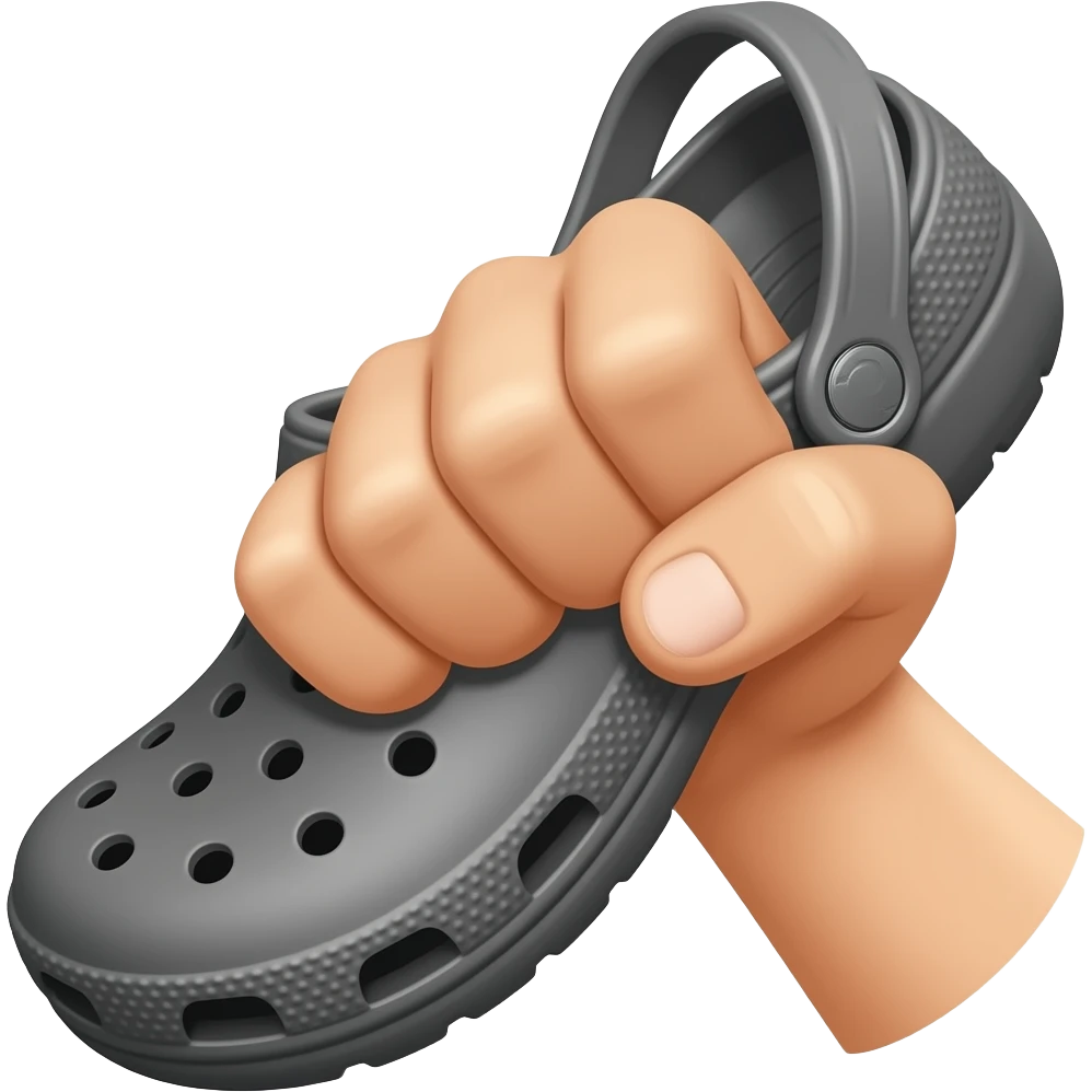 emoji fist holding a croc shoe, as if to throw it emoji