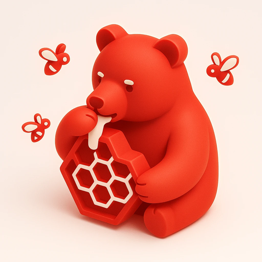 bear eating honeycomb with bees flying around emoji