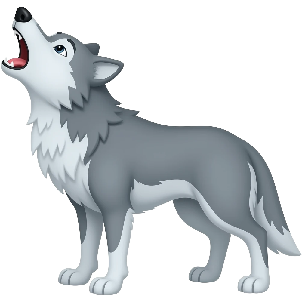 The cartoon wolf is howling emoji