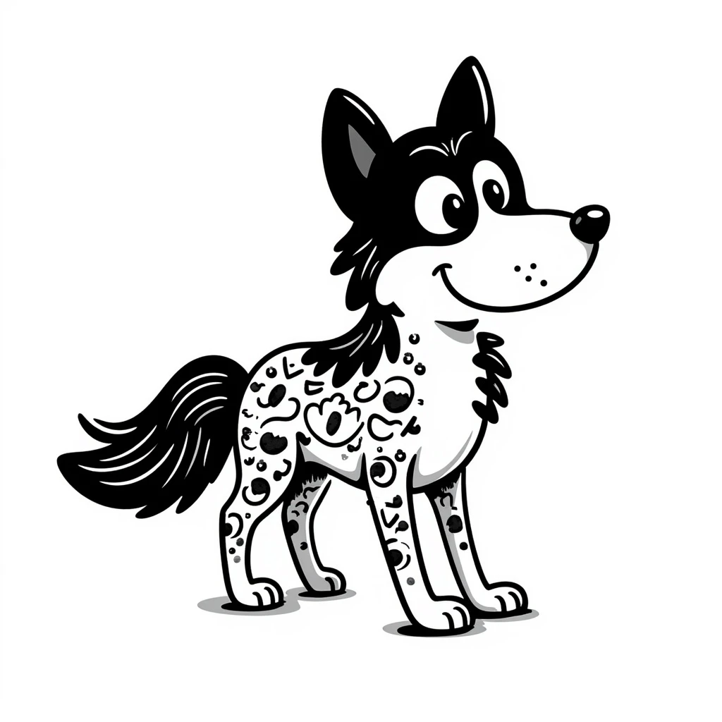 A wolf in notion style hand drawn doodles emoji