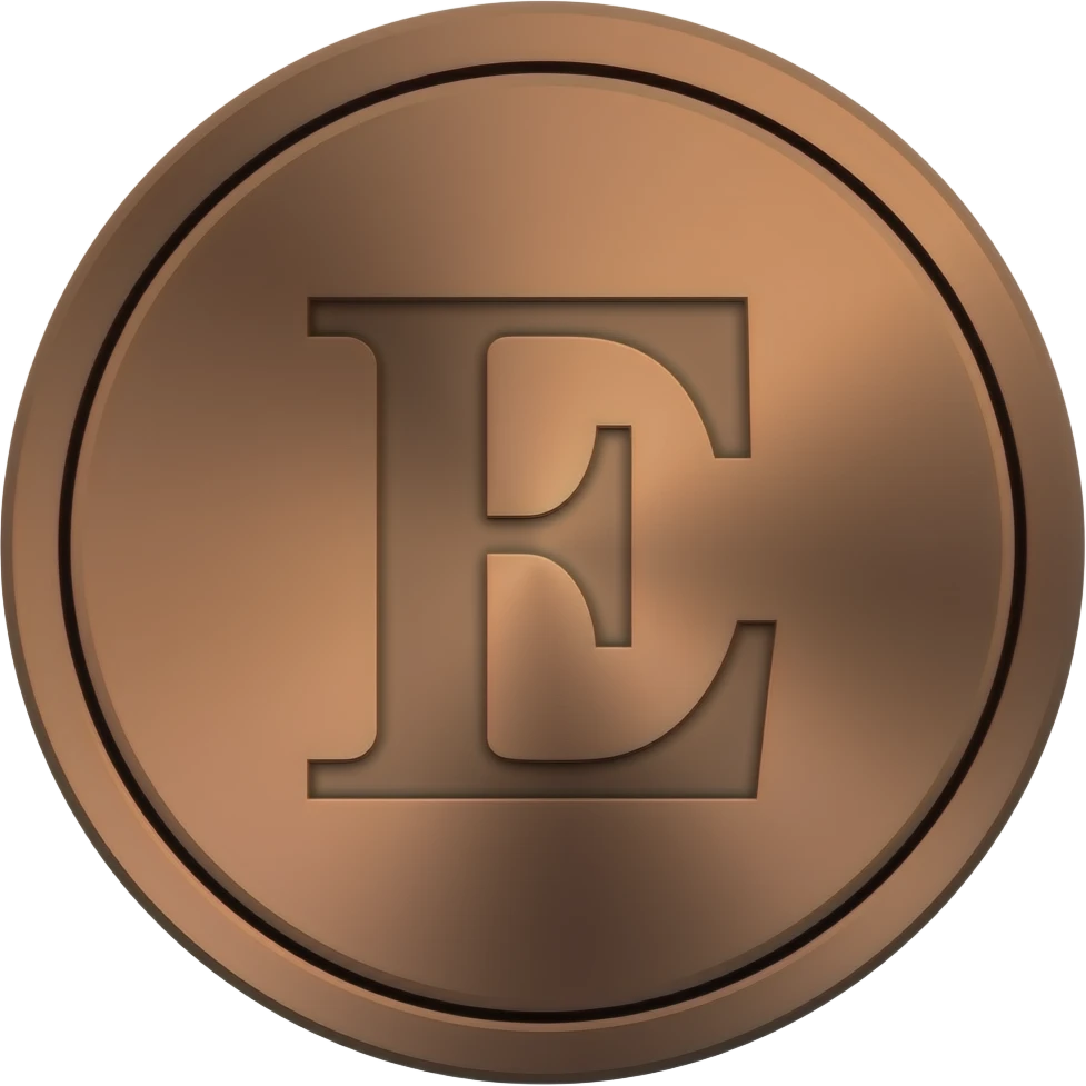 Metal round award with letter E emoji