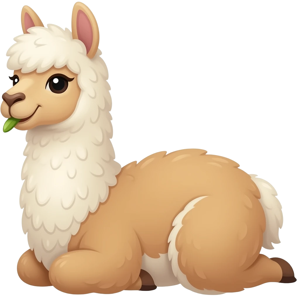 Cartoon llama lay eating emoji