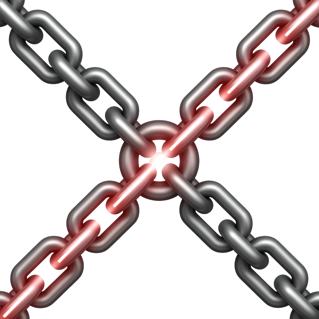 chain glowing red like a laser emoji