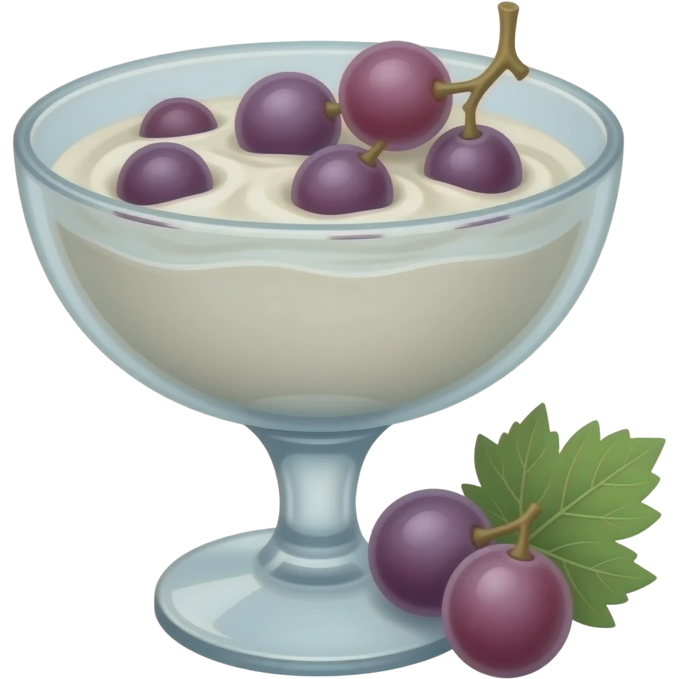 Joghurt in a flute glass with grapes emoji