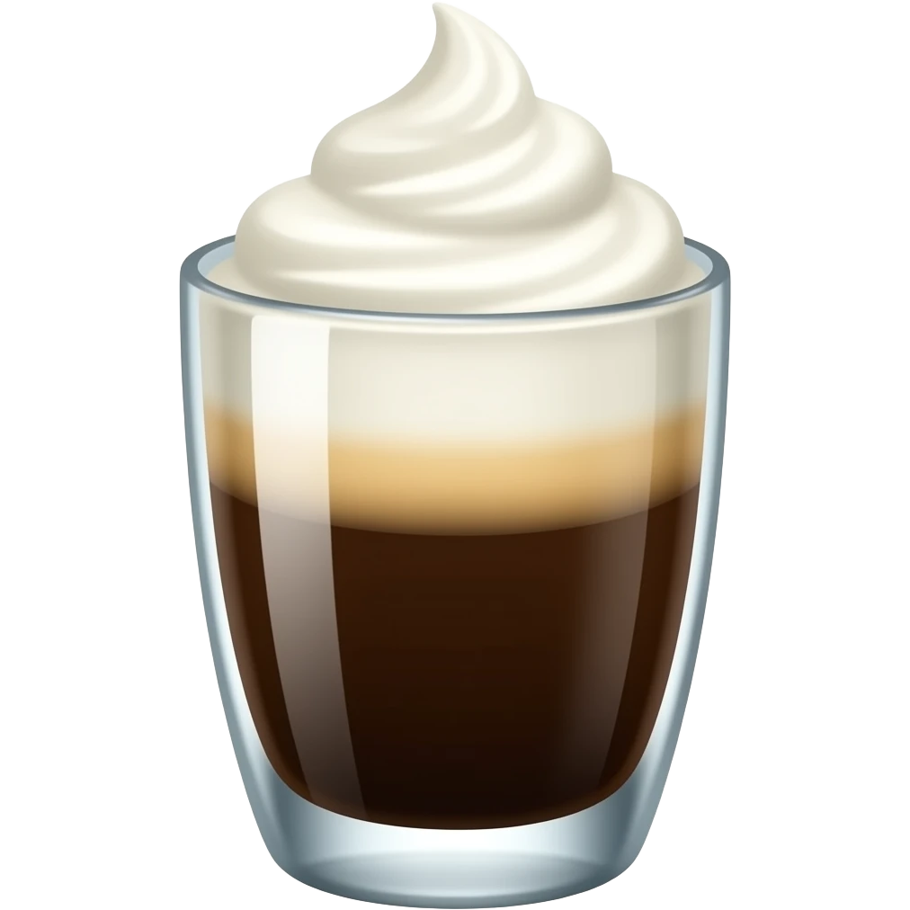 black coffee topped with milk foam in a glass emoji