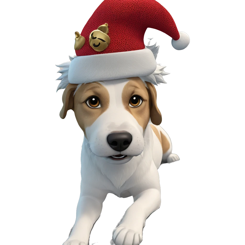 dog in santa hat indoors emoji