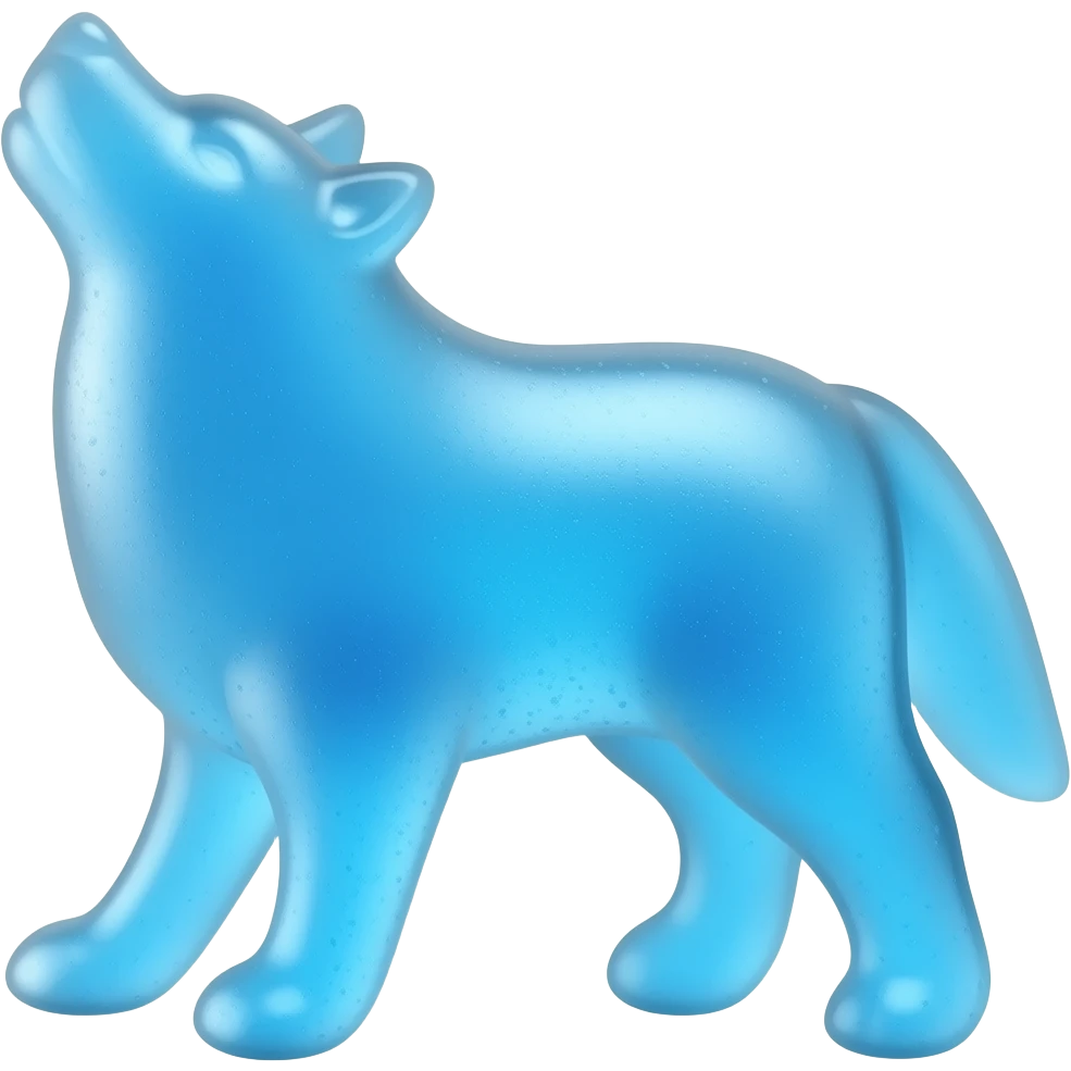Blue Gummy wolf candy emoji