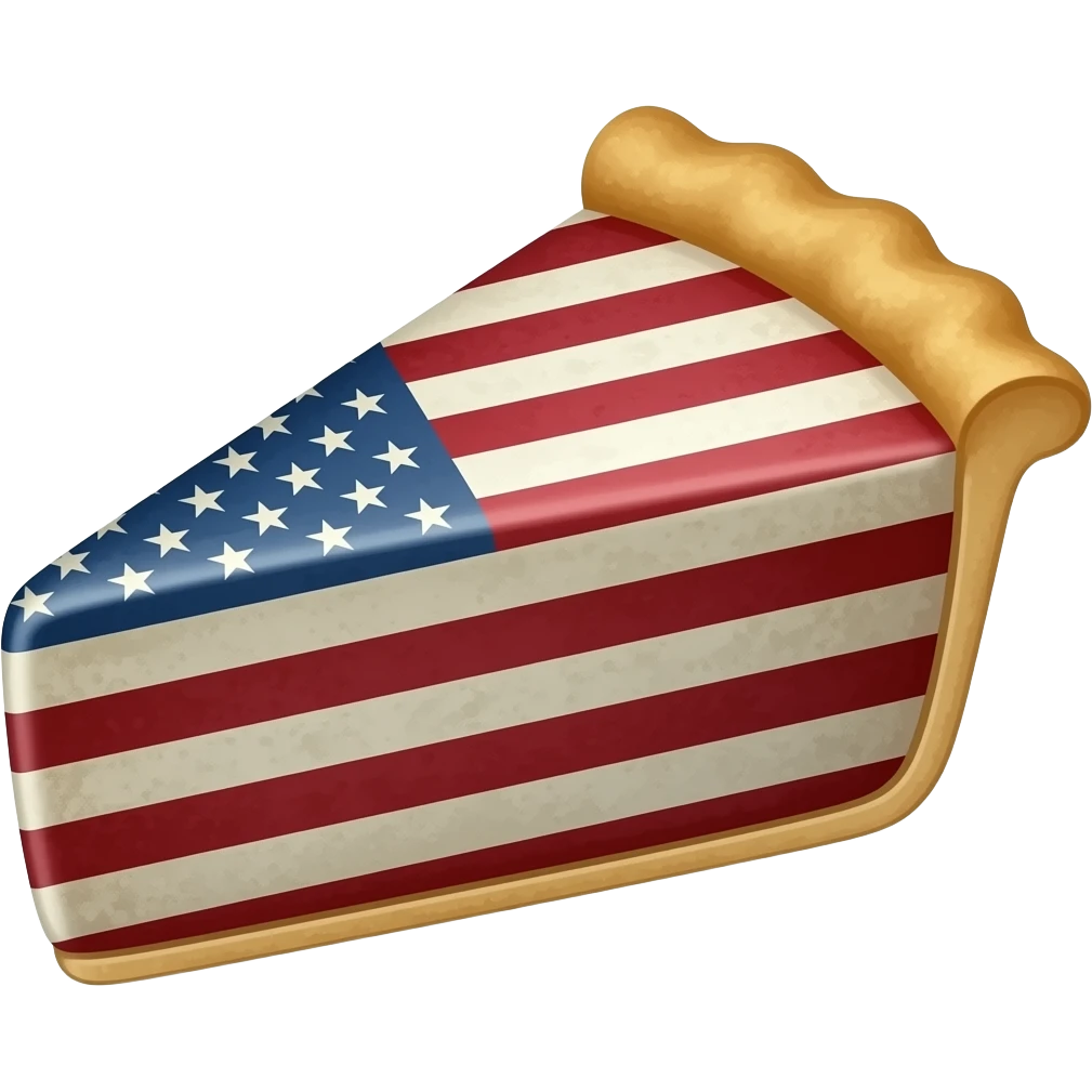 a piece of pie wrapped in an old American flag emoji